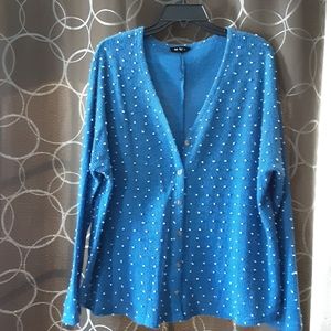 Blue White polkadot Sweater/Cardigan